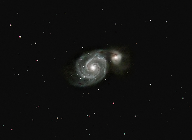 M51; mag 8.9; size 9.8x6.8'; exp 45-min(90s subs); 60Da @ISO3200; C8 @f/5.1; guided - 50mm; 5-25-14; Steelmantown