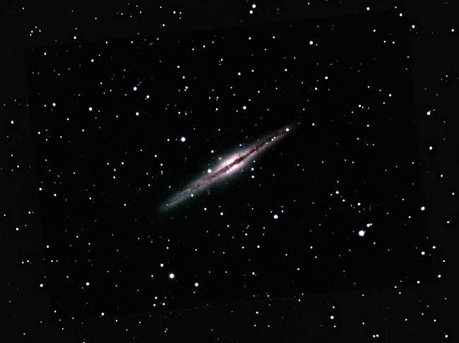 NGC891; mag 10; size 14x2'; exp 93-min(150s subs); 60Da @ISO3200; C8 @f/7.7; 10-2-13; Belleplain